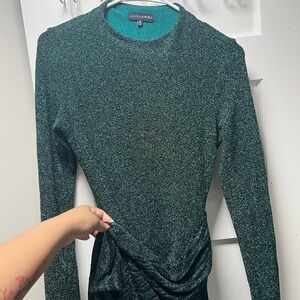 JLUXLABEL Shimmering Green Long Sleeve Blouse